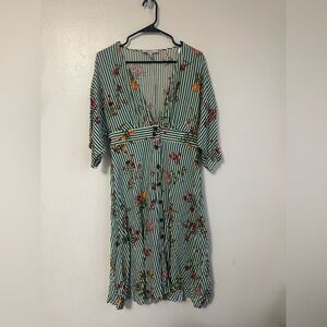 Forever 21 Green Striped Floral Dress